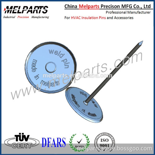 Duct insulation welding pins